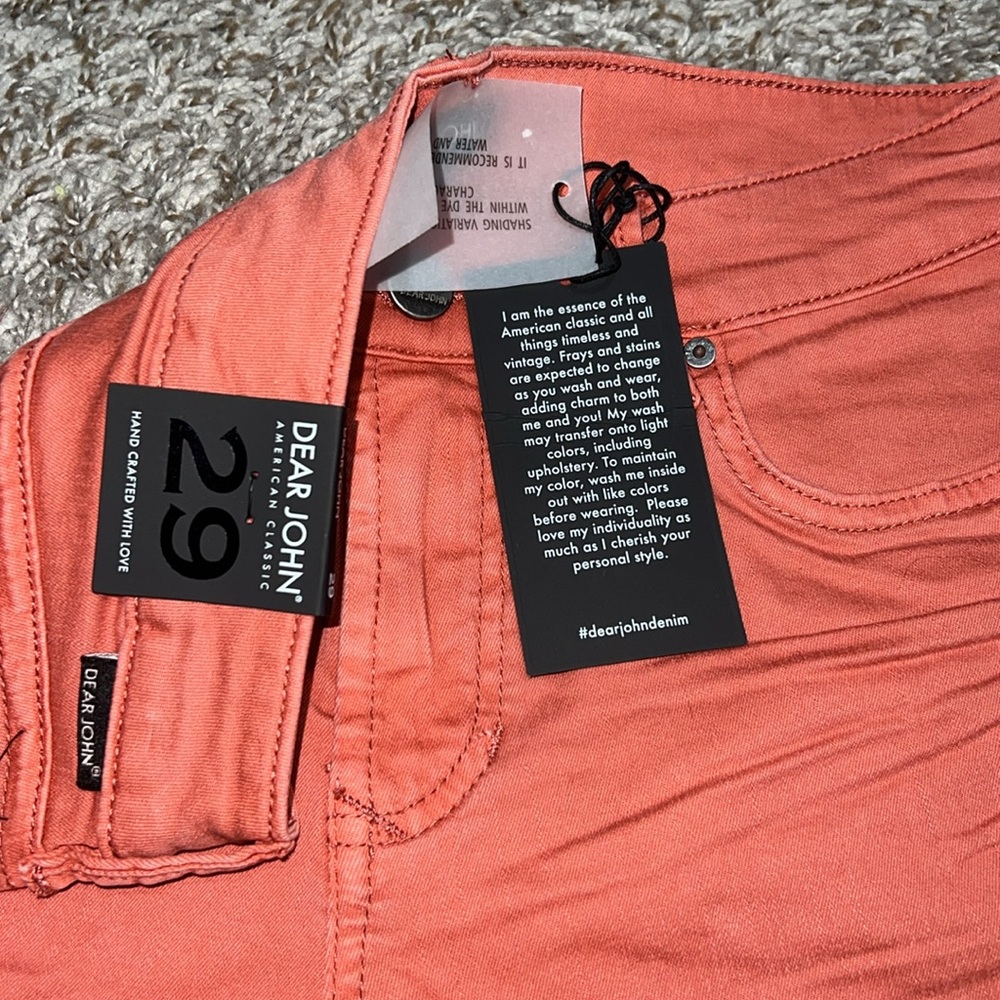Gorgeous dusty coral color to your John jeans in a size 29 rolled up hem line - Picture 2 of 8